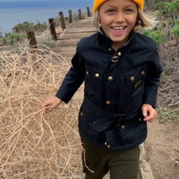 BARBOUR INTL BOYS/GIRLS WAXED JACKET/RAINCOAT